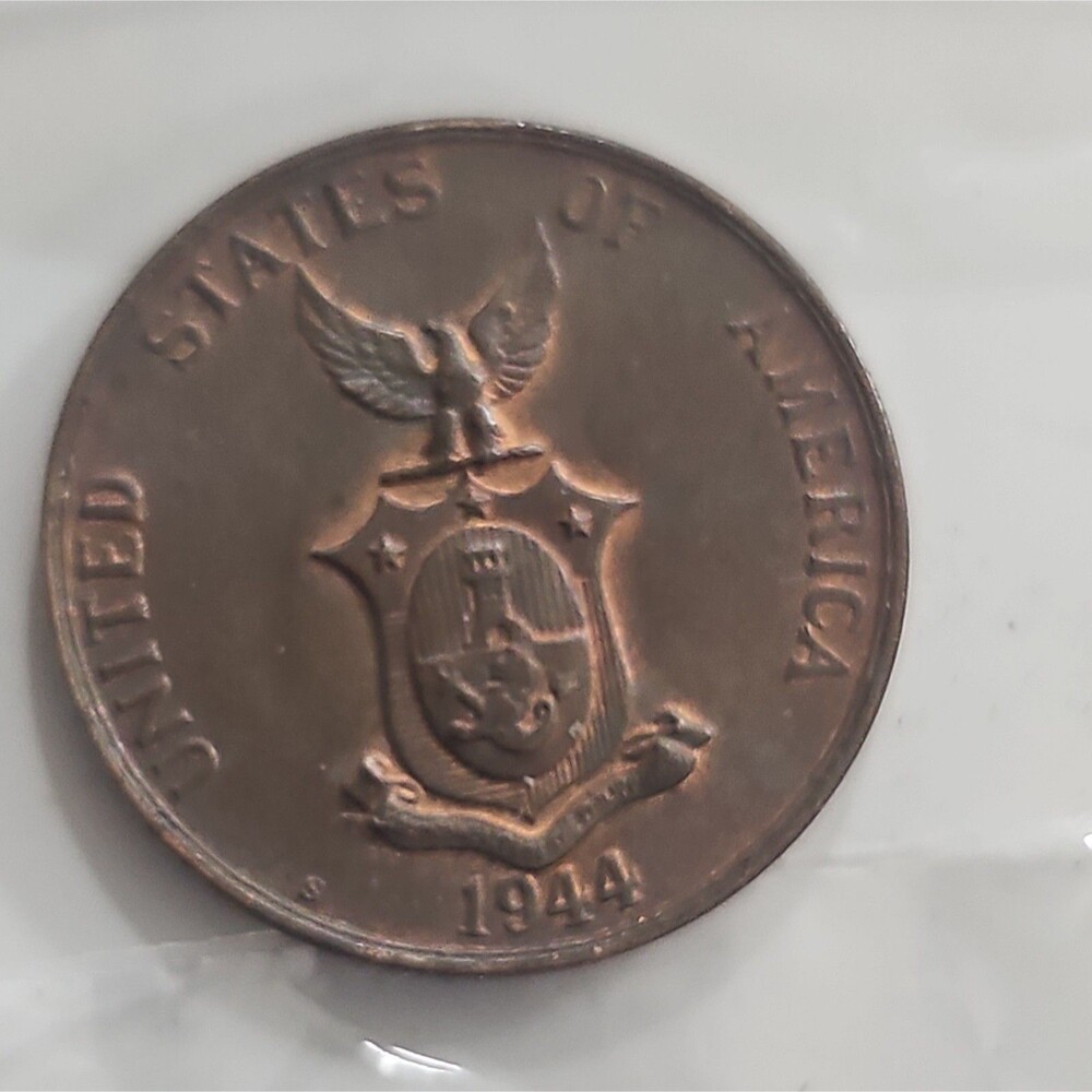 1944 S 1 Centavo U.S. Administration PHILIPPINES BU.UNC. Bronze Coin #3 KM#179